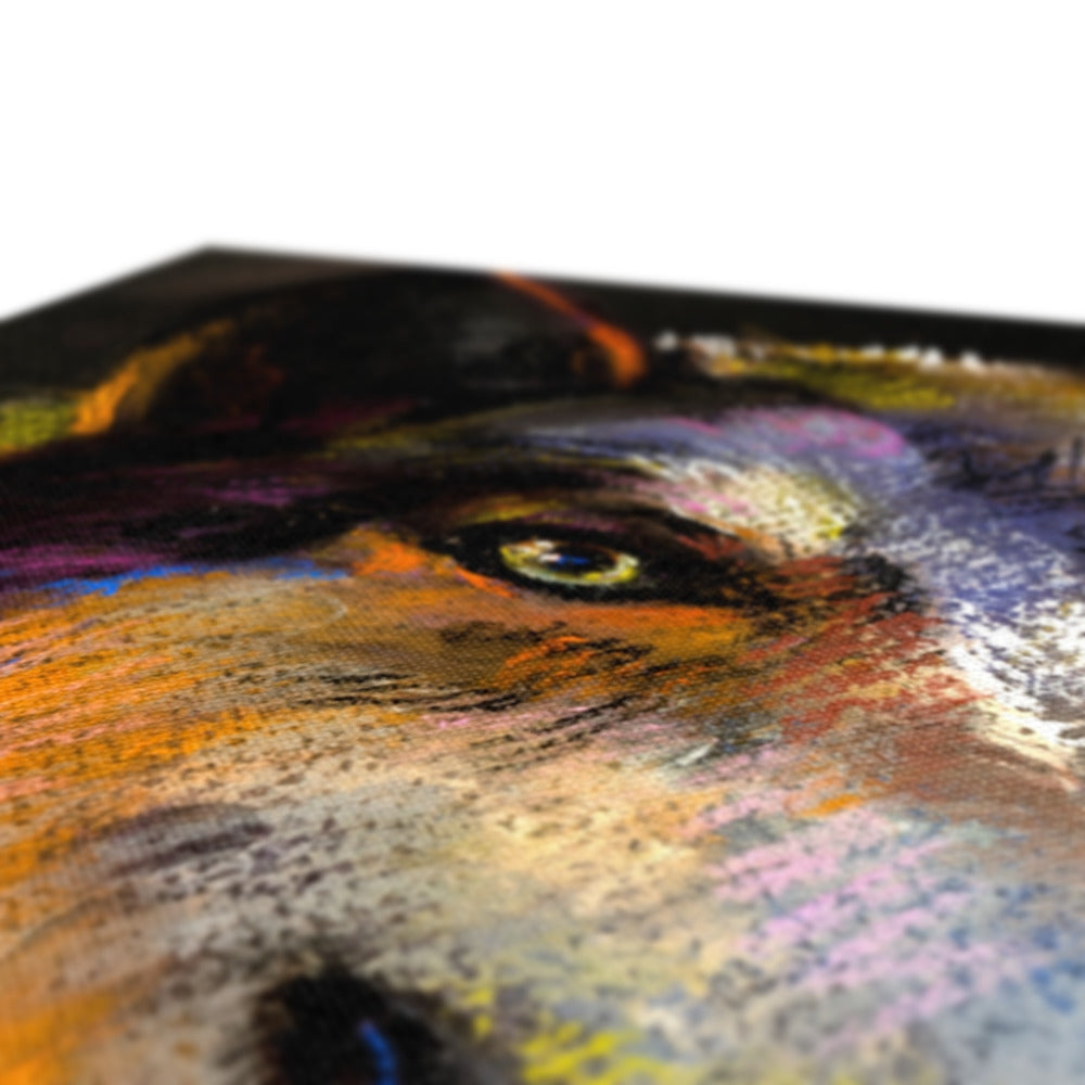 Multicolor Husky Portrait Canvas