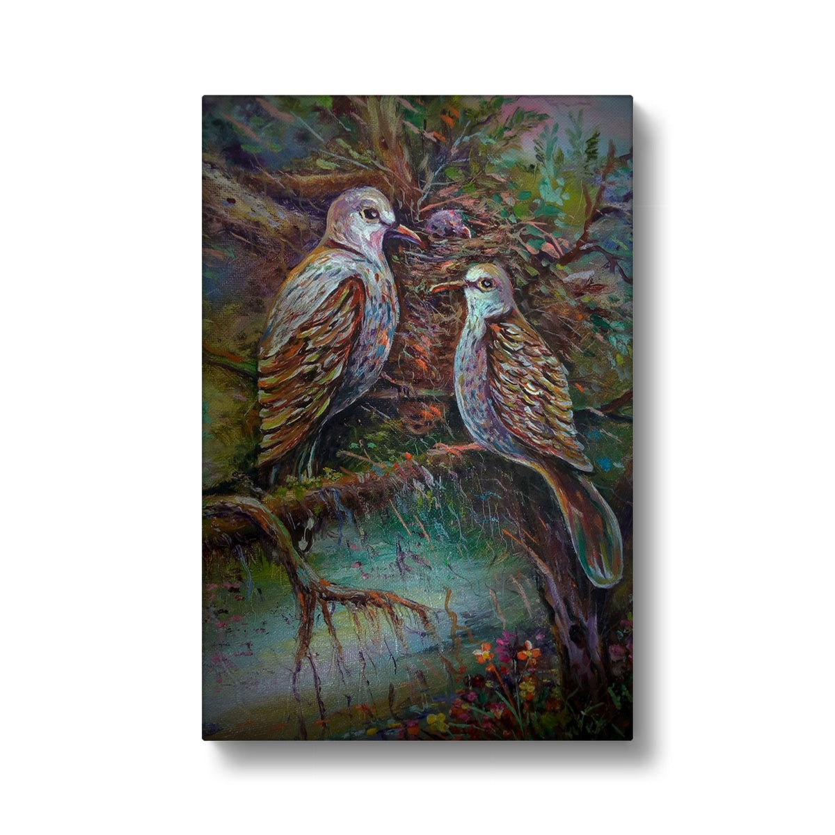 Sparrows On A Tree Branch Canvas