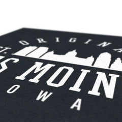 Black & White Des Moines Iowa Skyline Illustration Canvas