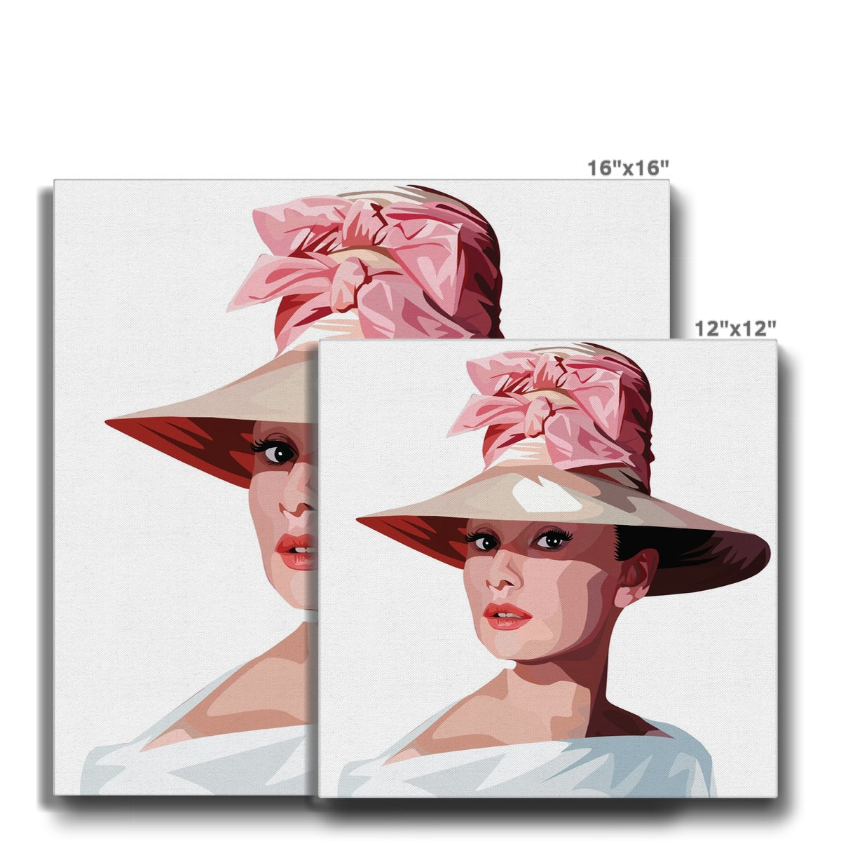 Pink Hat & Audrey Hepburn Portrait Canvas