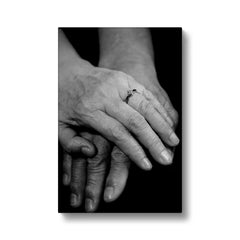 Monochrome Old Couple Holding Hands Canvas