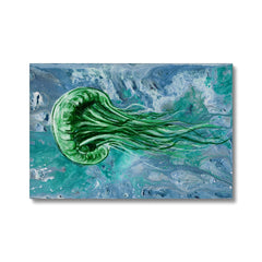 Green Jelly Fish Painting Canvas