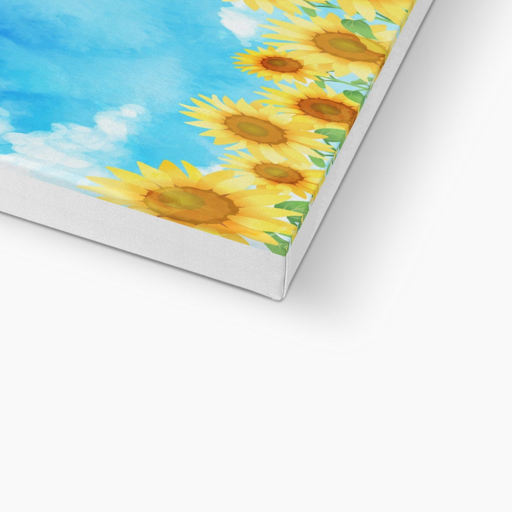 Sunflower Field & Blue Cloudy Sky Canvas