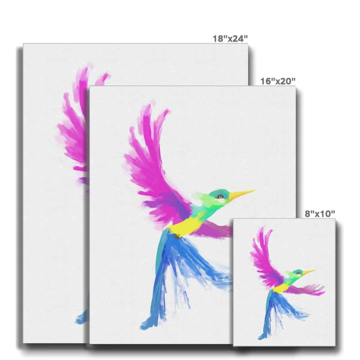 Multicolor Flying Hummingbird Canvas