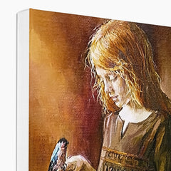 Girl Playing With Sparrows Canvas