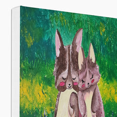 Fox Couple In Flower Field Canvas