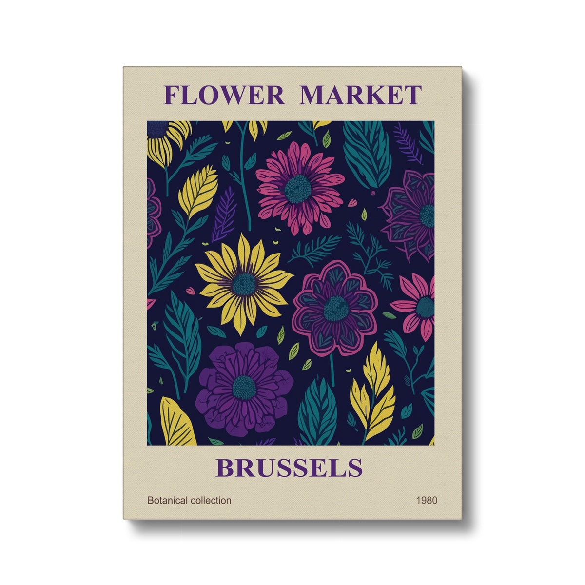 Yellow, Pink & Purple Flower Market Poster Canvas