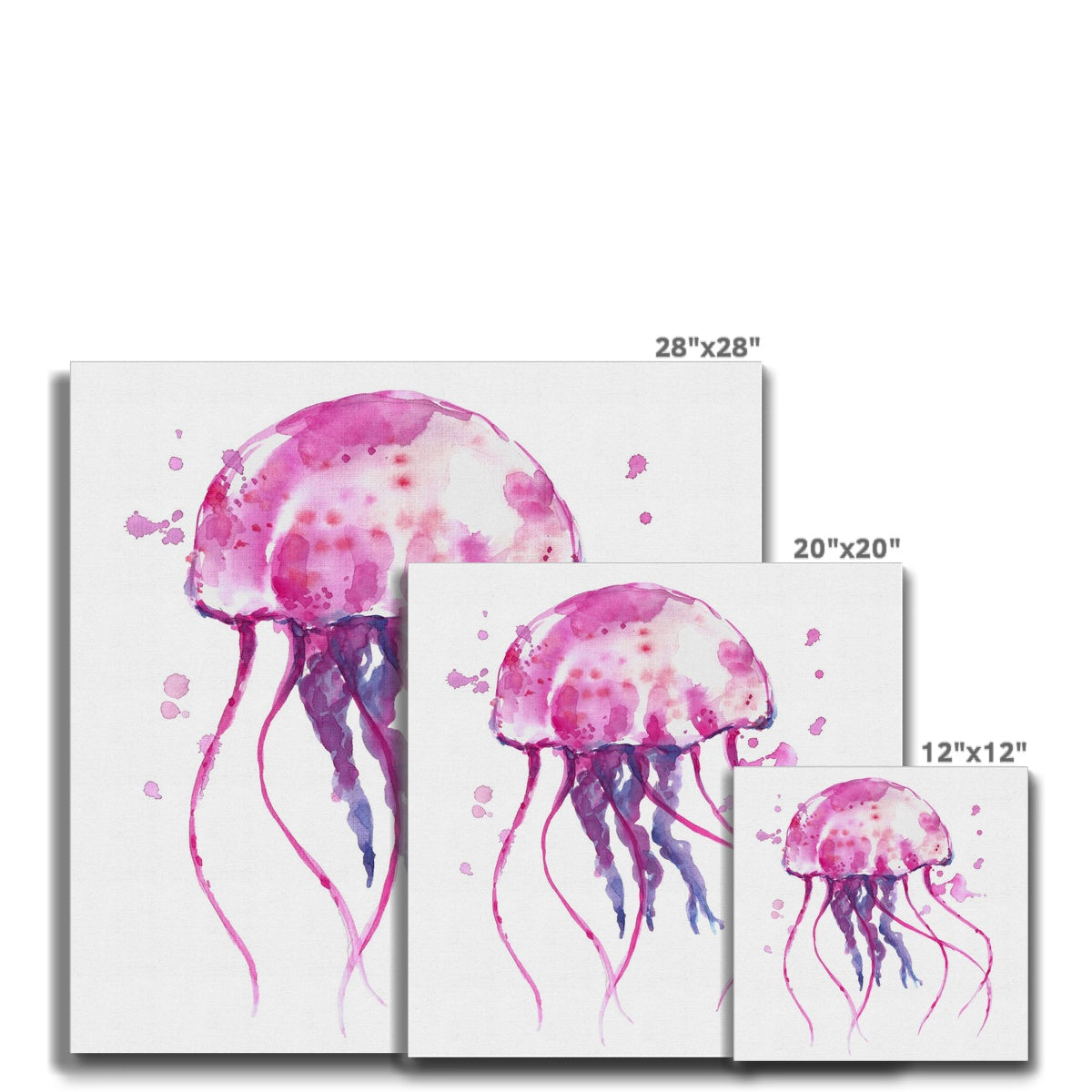 Pink Jelly Fish Watercolor Painting Canvas