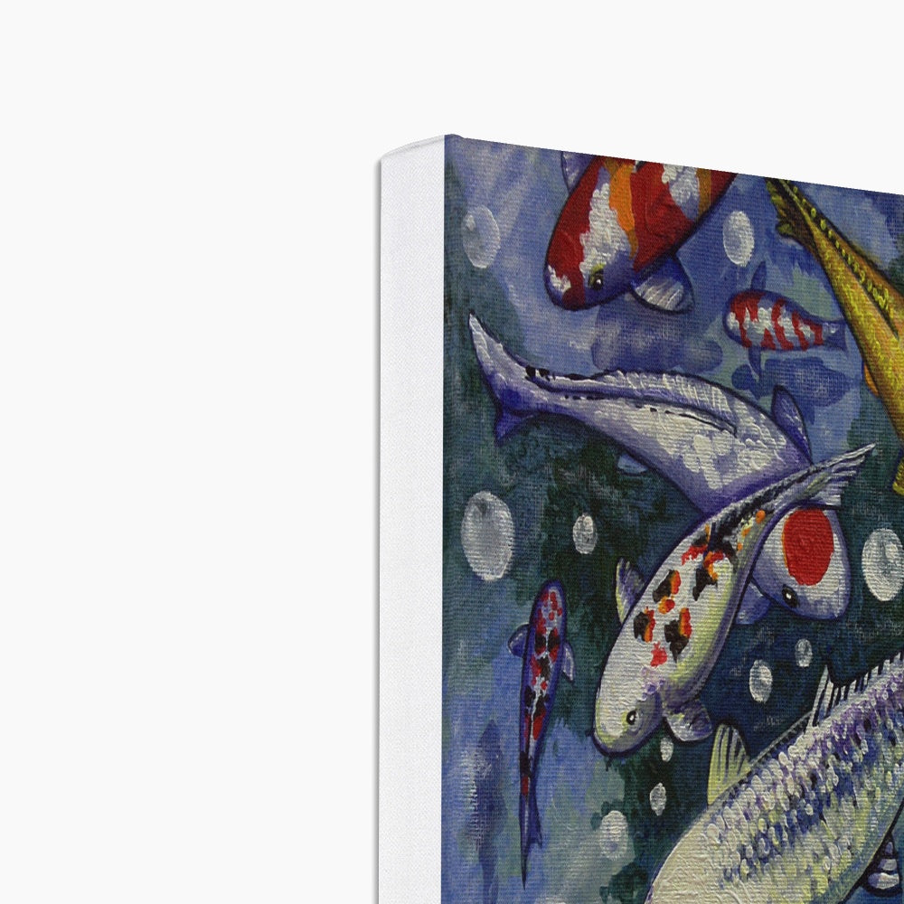 Charming Koi Fish In Water Canvas