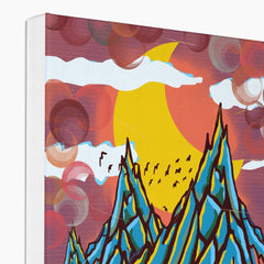 Mountain & Crescent Moon Paint Illustration Canvas