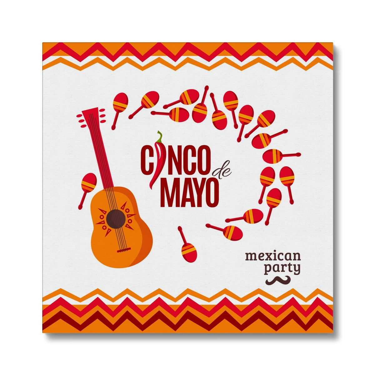 White & Orange Cinco De Mayo Art Canvas