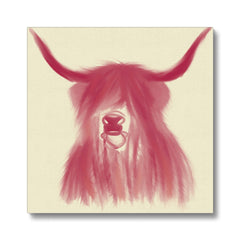 Pink Highland Cow Portrait Canvas