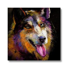 Multicolor Husky Portrait Canvas