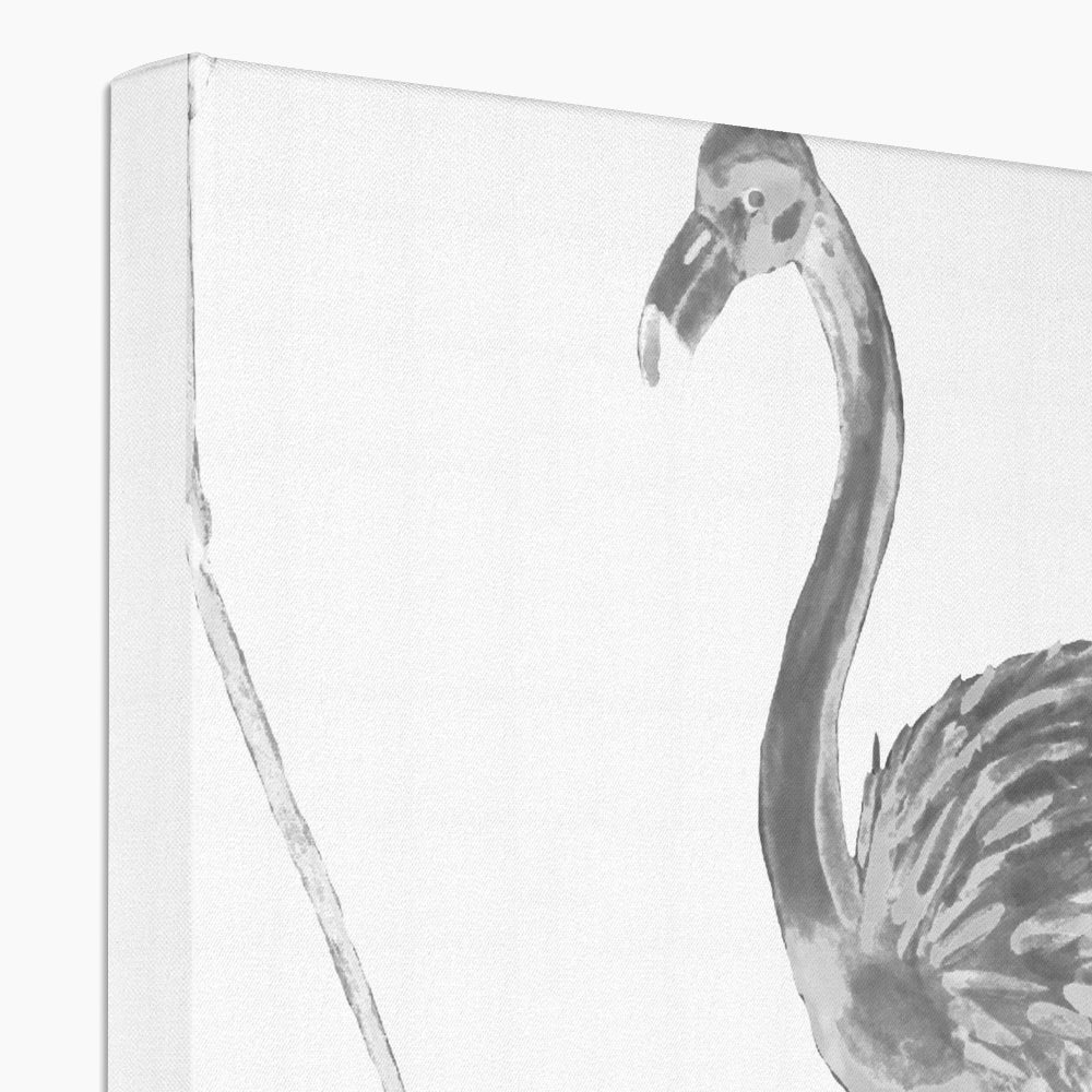 Grayscale Flamingos Seamless Painting Canvas