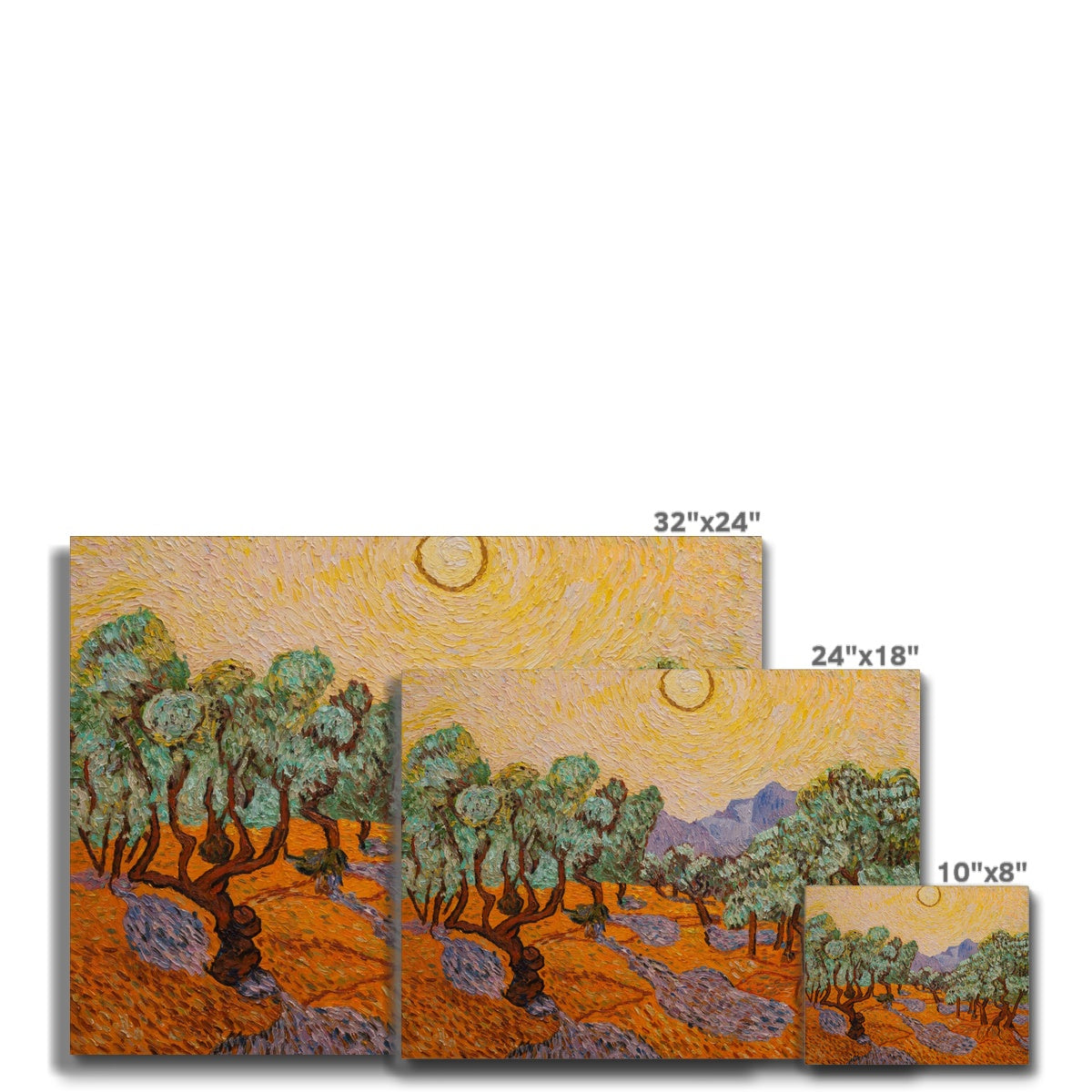 Olive Forest with Yellow Sky and Sun II By Vincent Van Gogh Canvas