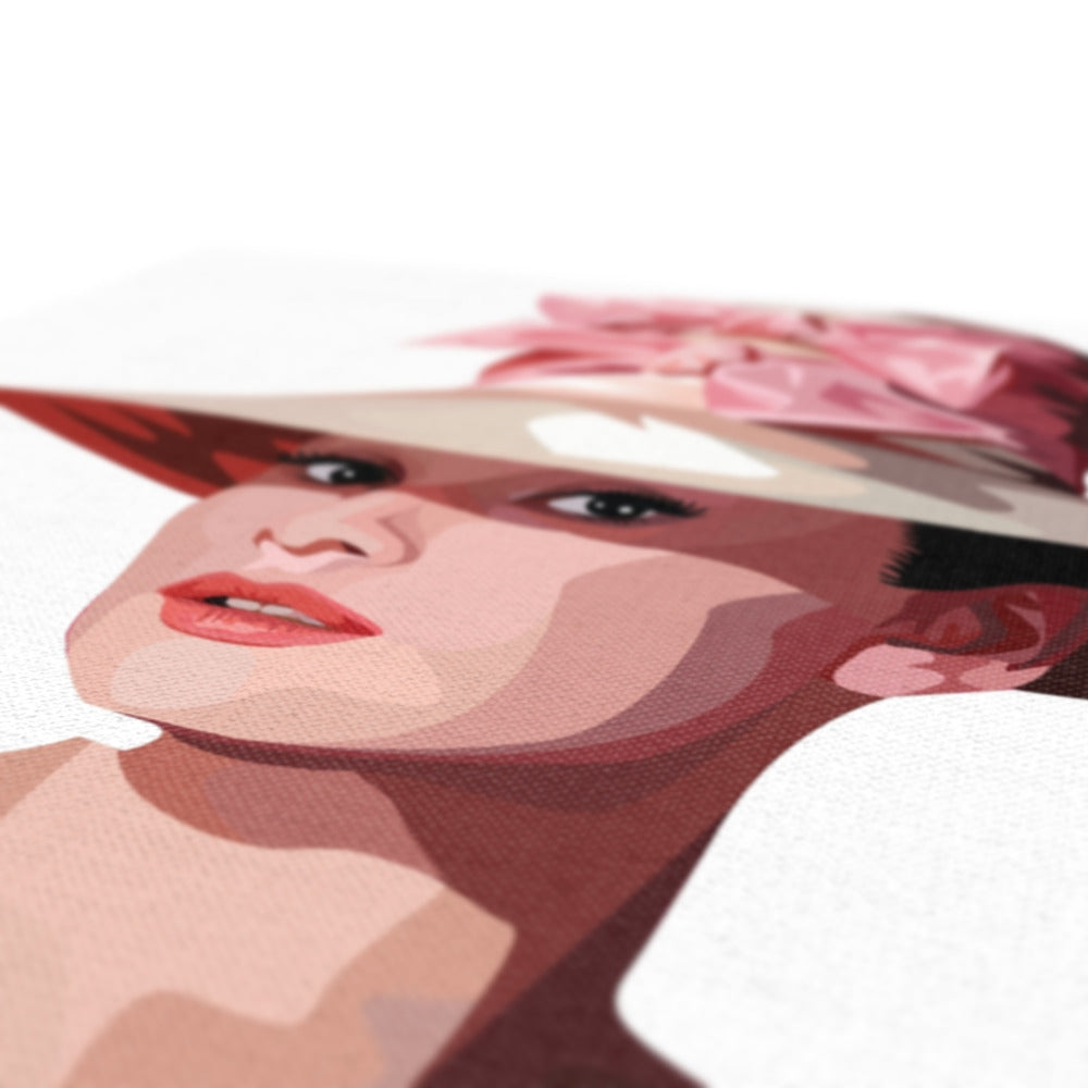 Pink Hat & Audrey Hepburn Portrait Canvas