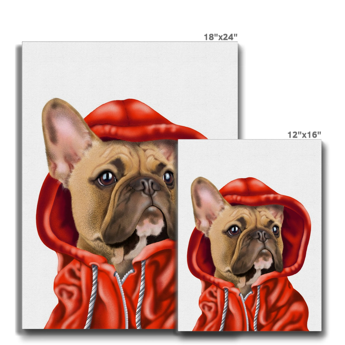 French Bulldog In Red Hoodie Canvas