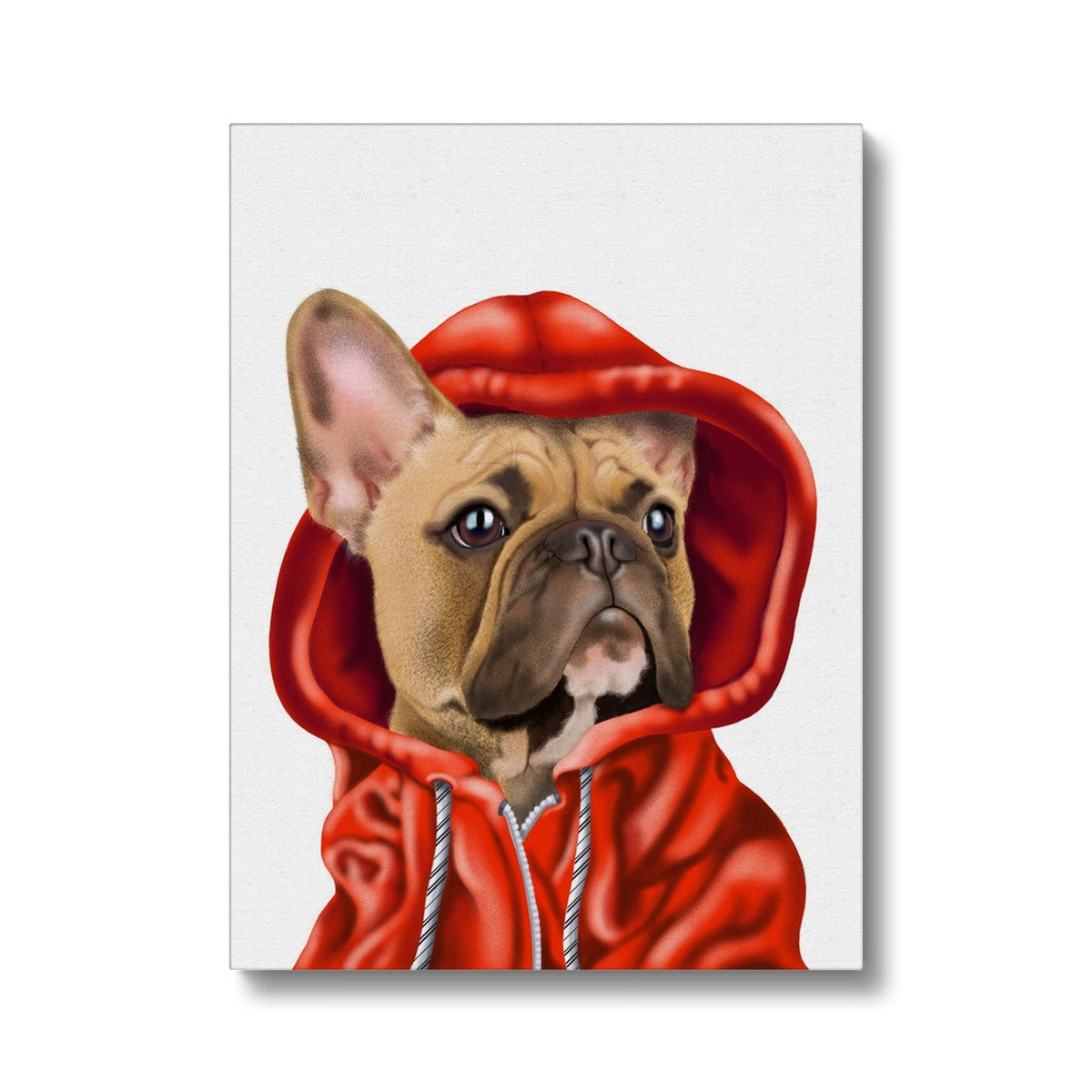 French Bulldog In Red Hoodie Canvas