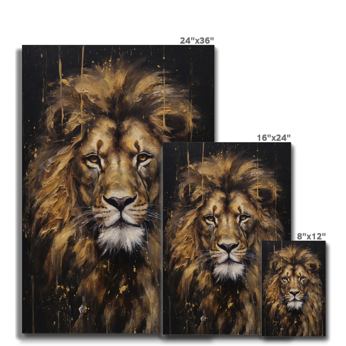 Black & Gold Lion Painting Canvas