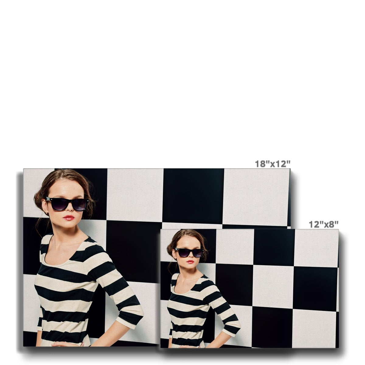 Impressive Black & White Checkered Dress Canvas