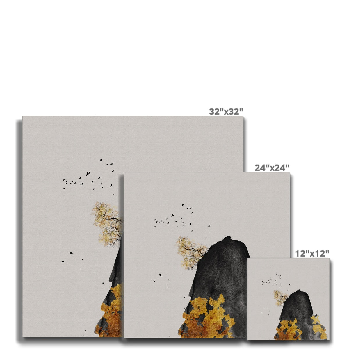 Grey Mountain & Chinoiserie Wall Art Canvas