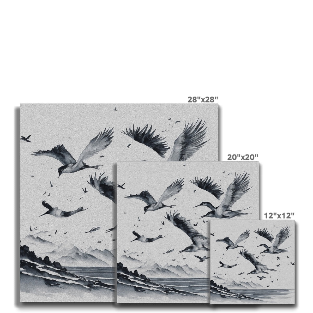 Black & White Painting Of Swans Canvas