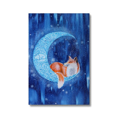 Fox Sleeping On A Moon Canvas