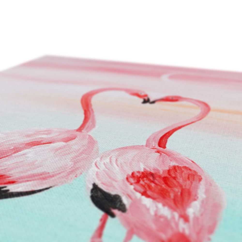 Endearing Flamingos In Heart Canvas