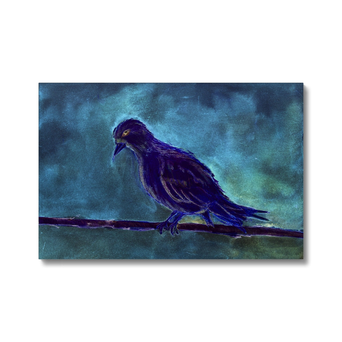 Black Birdie On Branch  Canvas