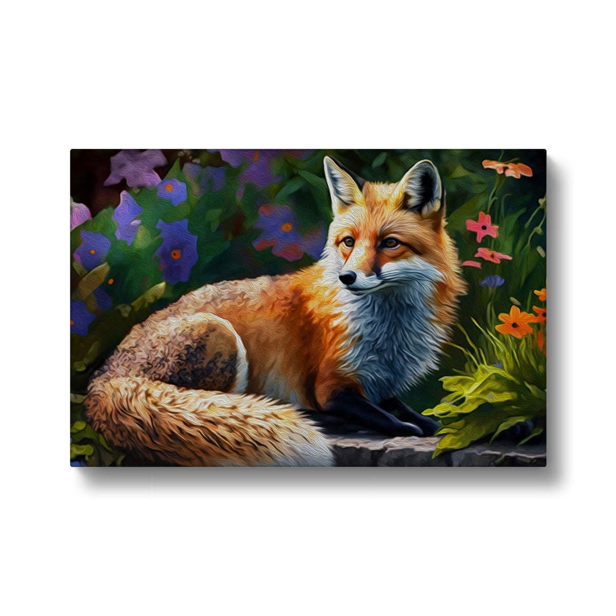 Fox In A Flower Garden Canvas