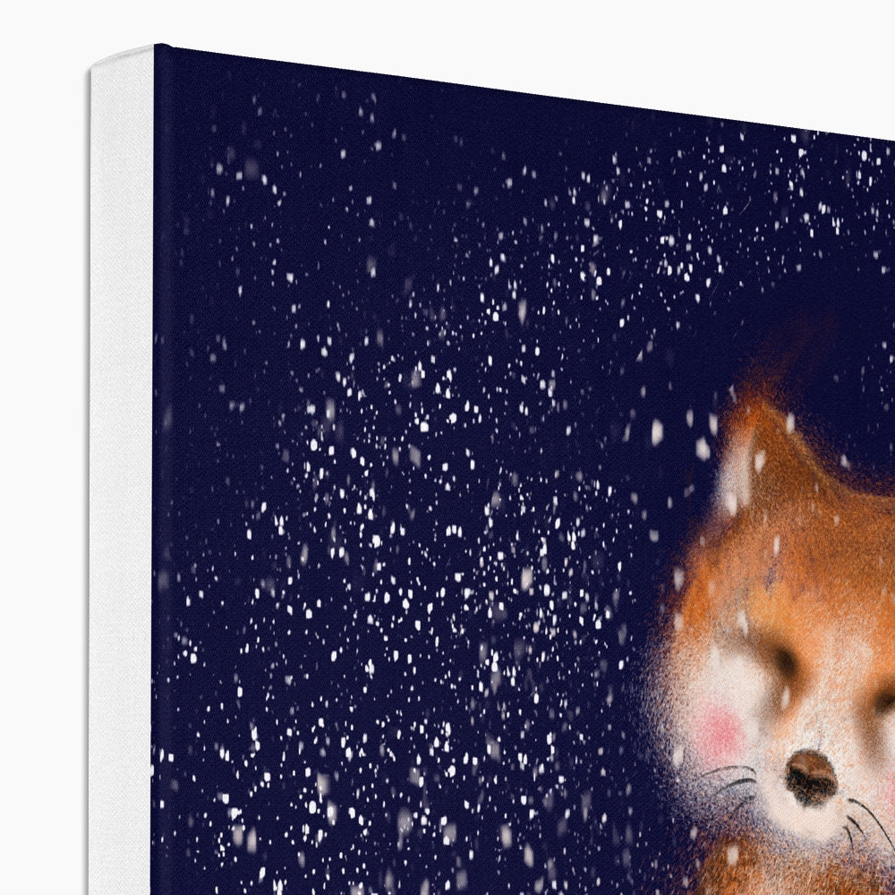 Sparkly Fox Portrait Canvas