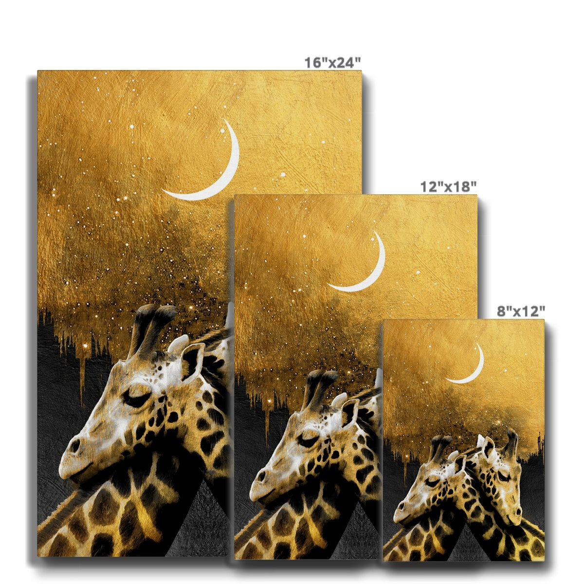 Black & Gold Giraffe Couple Canvas