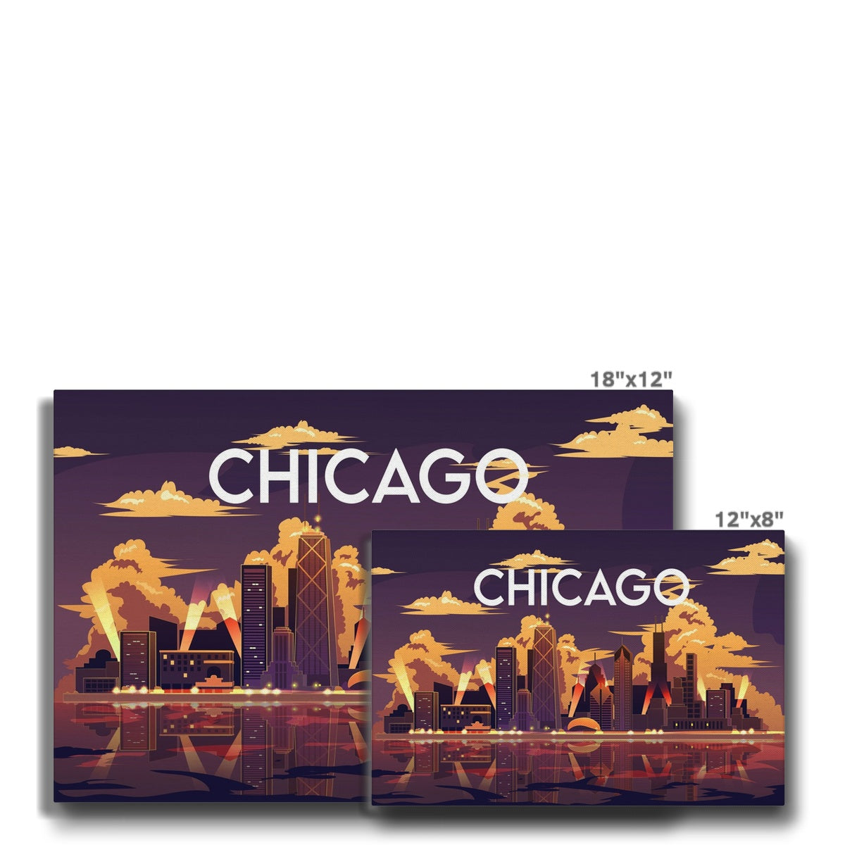 Cloudy Sky & Chicago Skyline Illustration Canvas