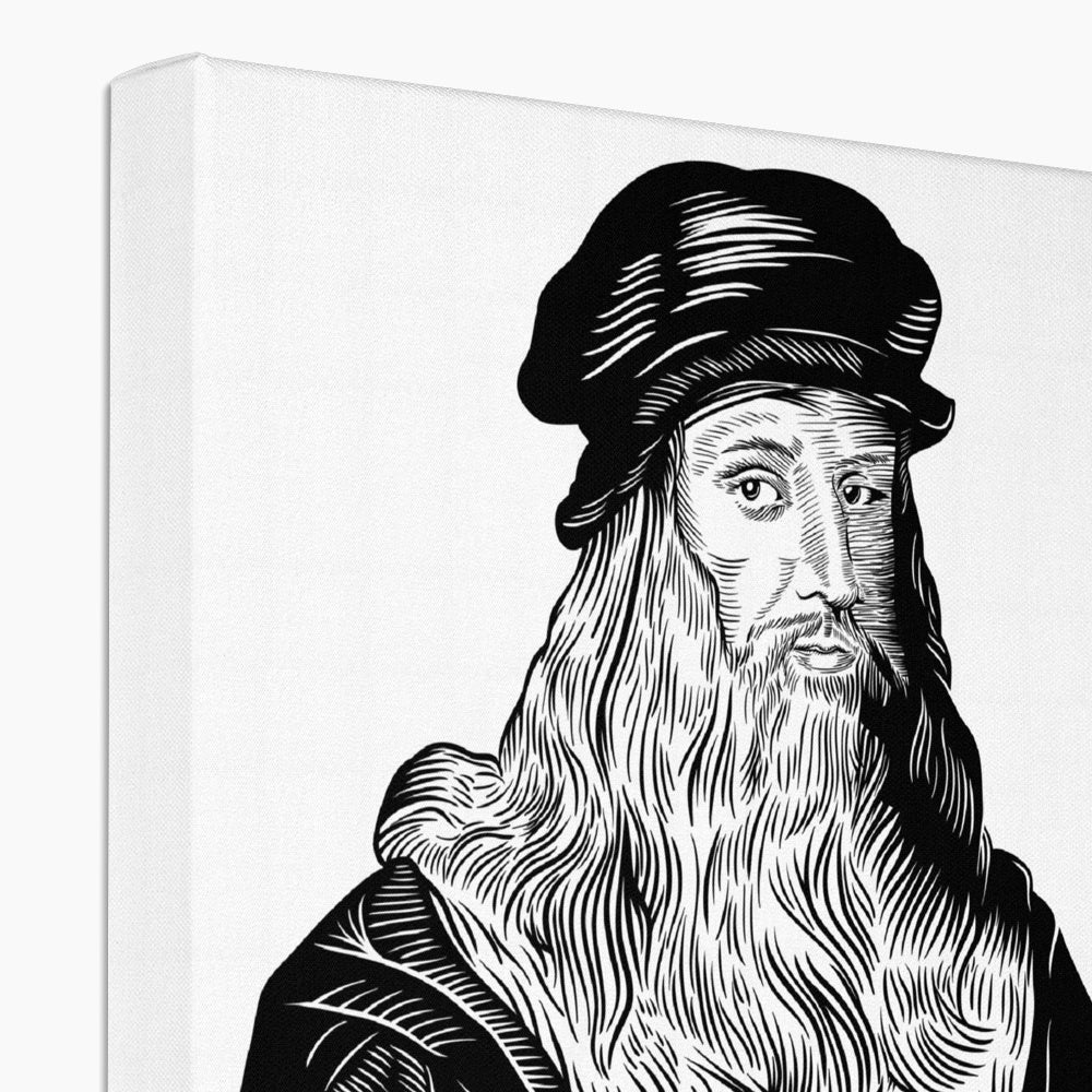 Black Leonardo Da Vinci Illustration  Canvas