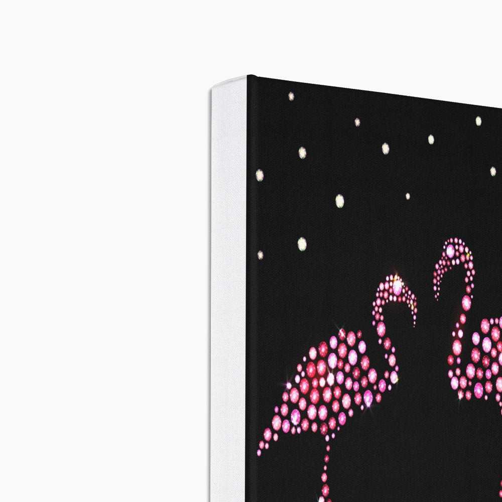 Sparkling Flamingos Portrait Canvas