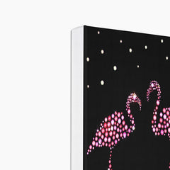 Sparkling Flamingos Portrait Canvas