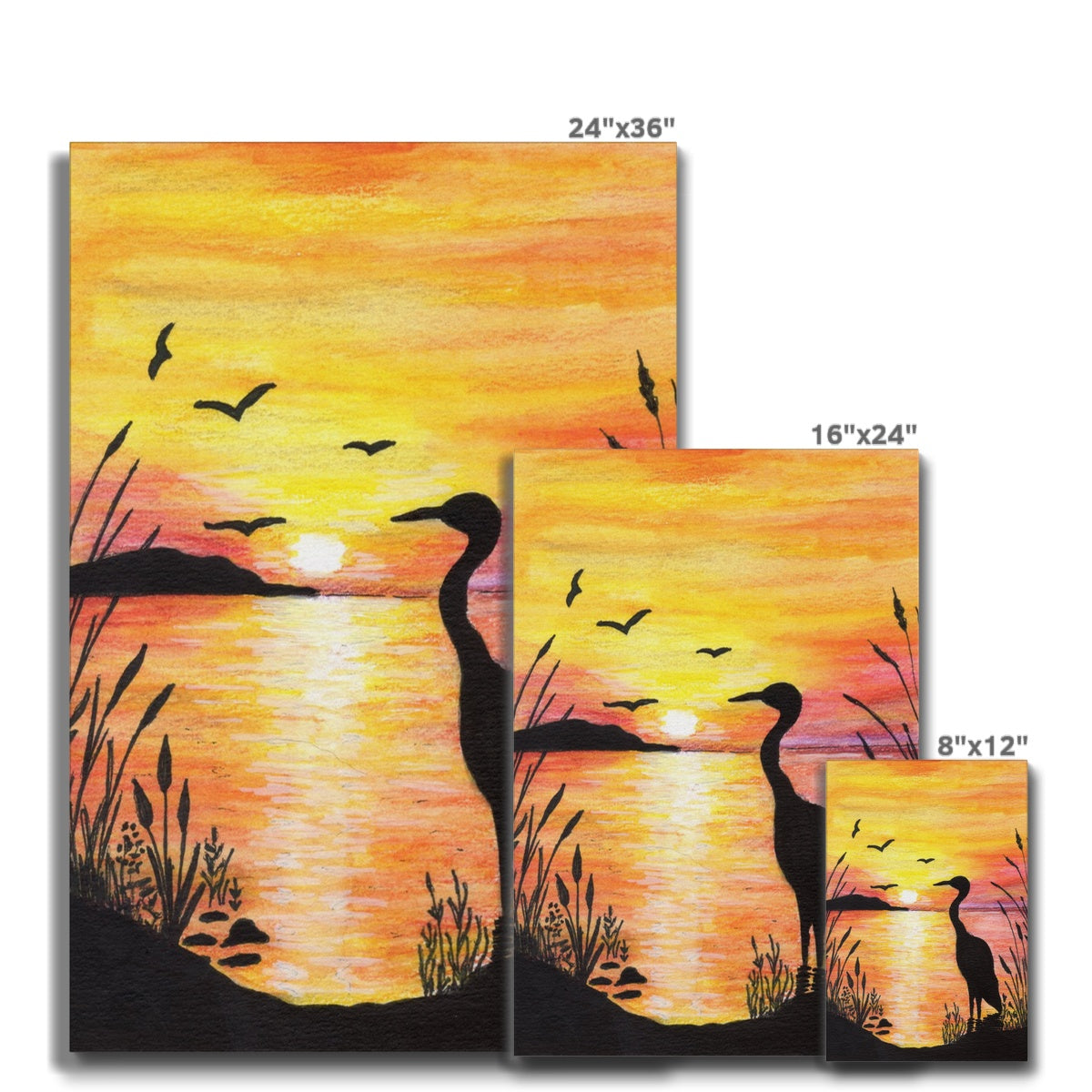 Flamingo, Birds & Sunset Canvas