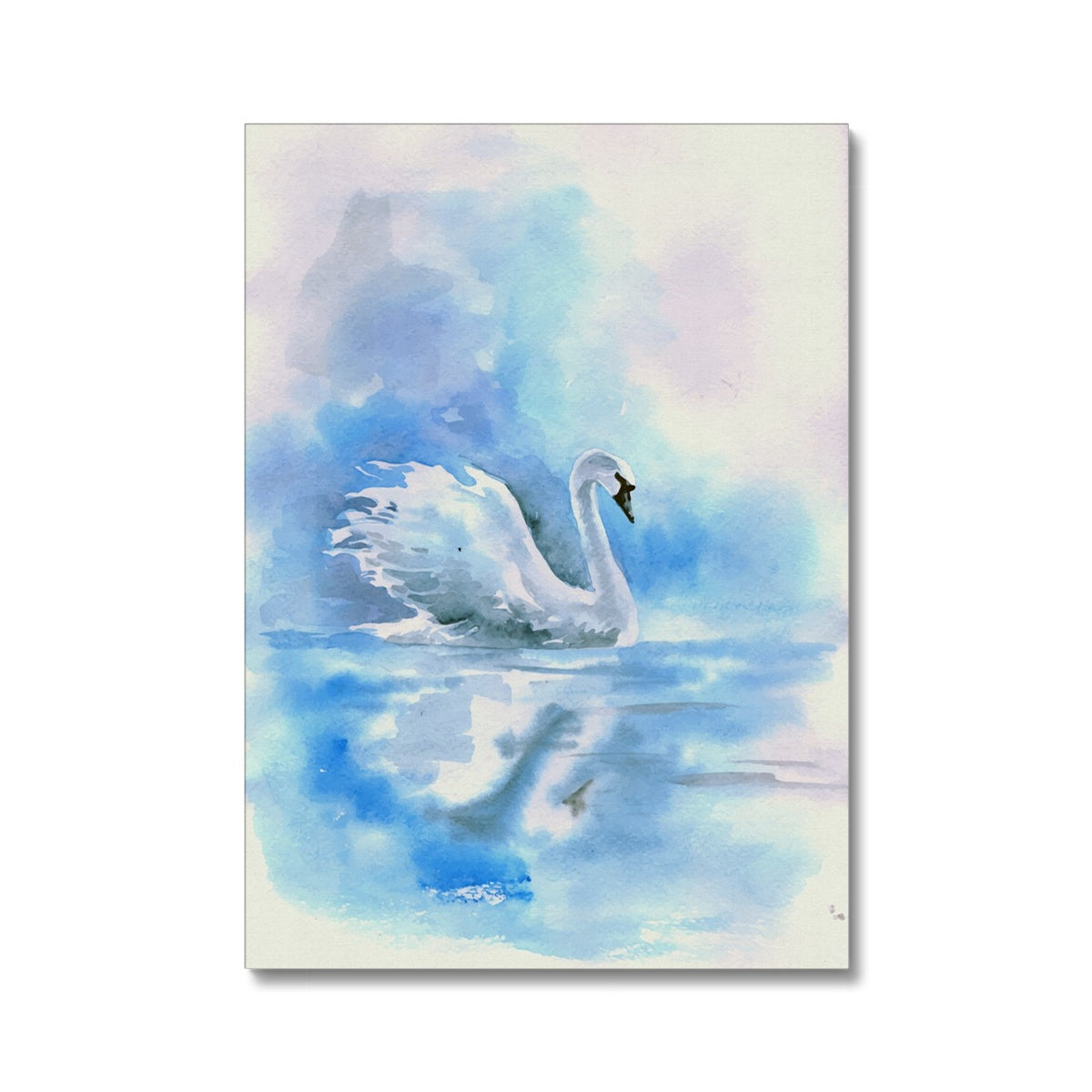 White Swan Watercolor Painting Canvas