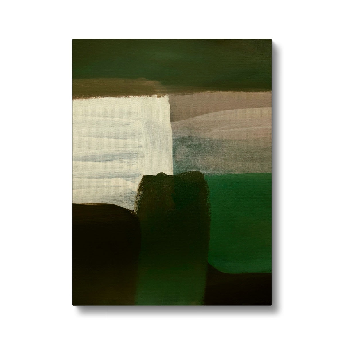 White & Green Abstract Art Canvas