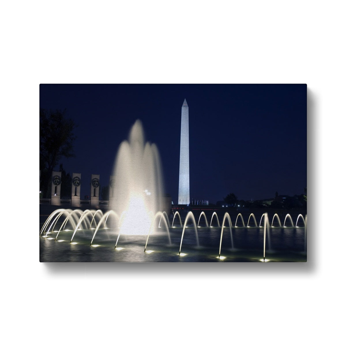 Washington Monument Fountain At Night Canvas