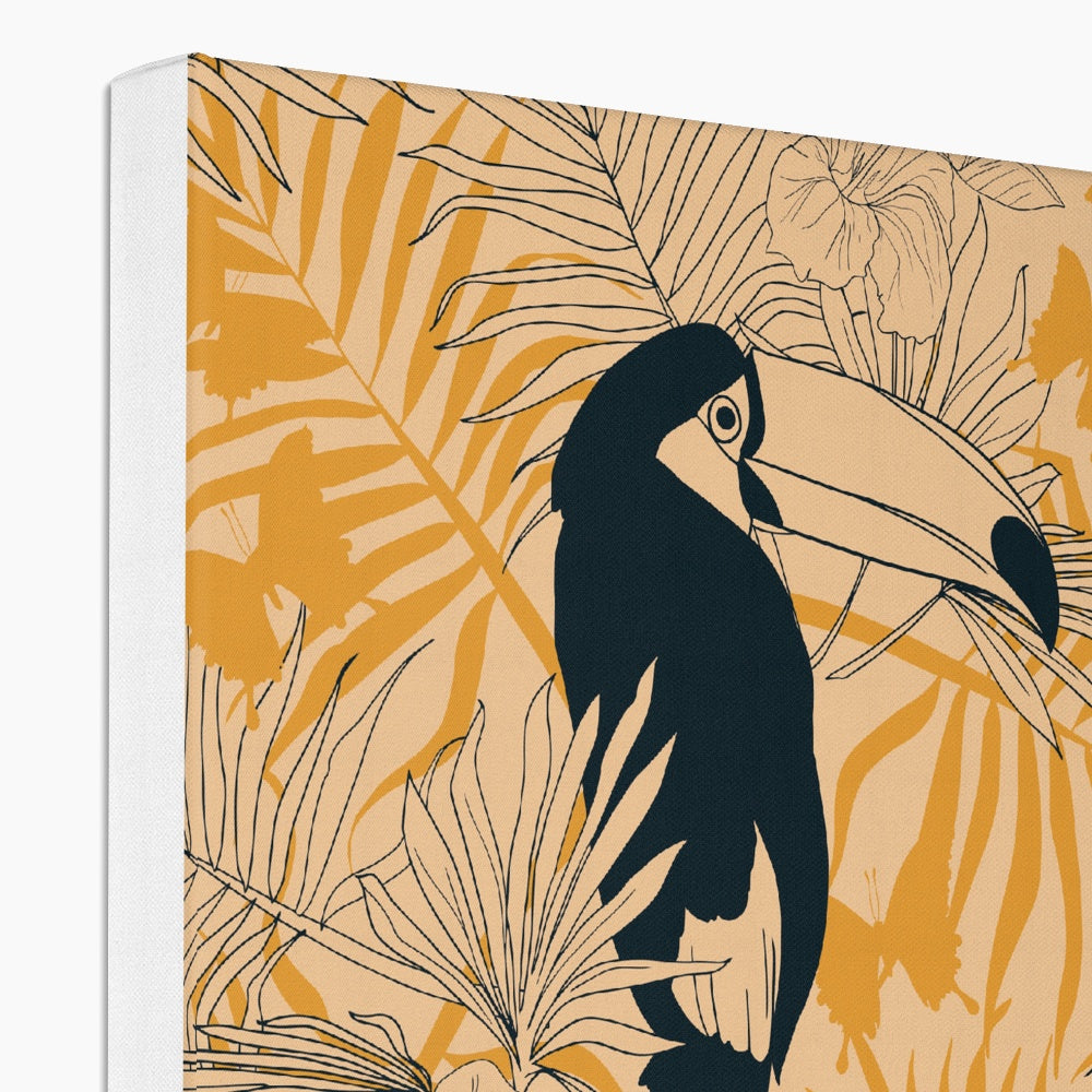 Beige Seamless Print Of Toucans Canvas