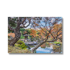 Autumn Trees At Lake Central Art Canvas