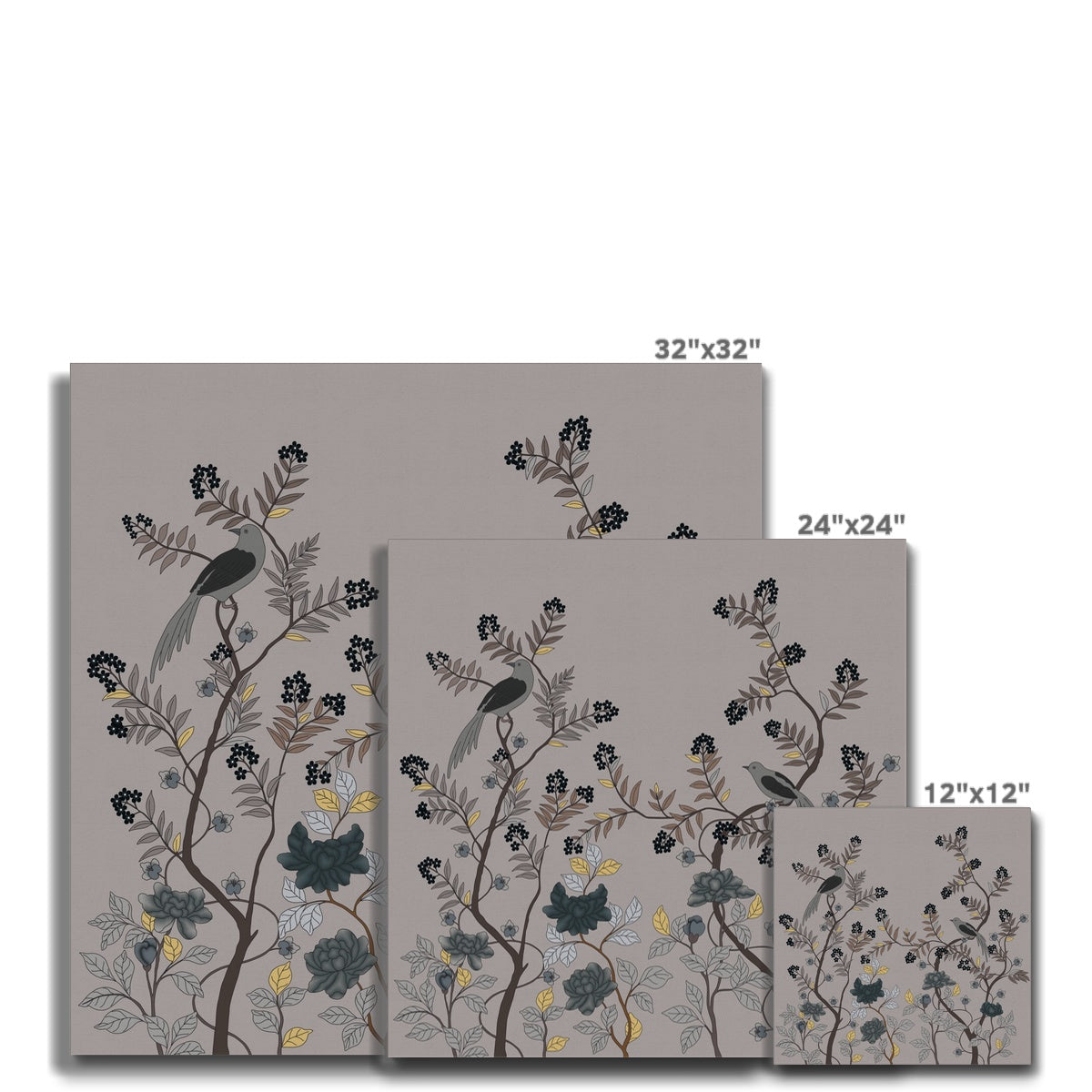 Greyscale Chinoiserie Wall Art Canvas