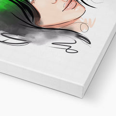 Billie Ellish Green Illustration Canvas