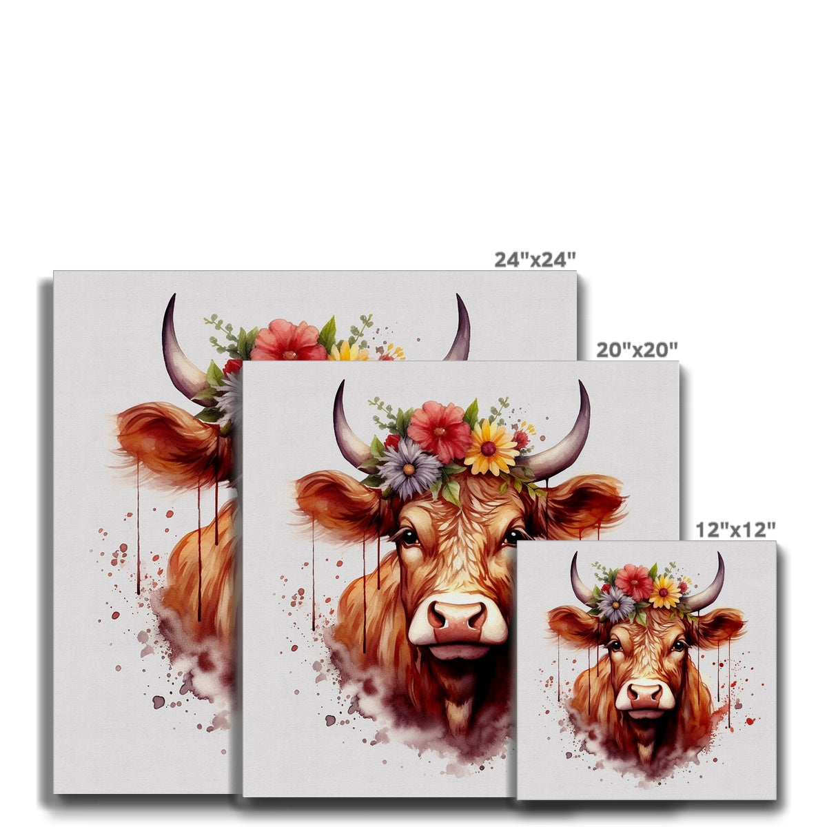 Cow With Daisy Flowers Crown Canvas