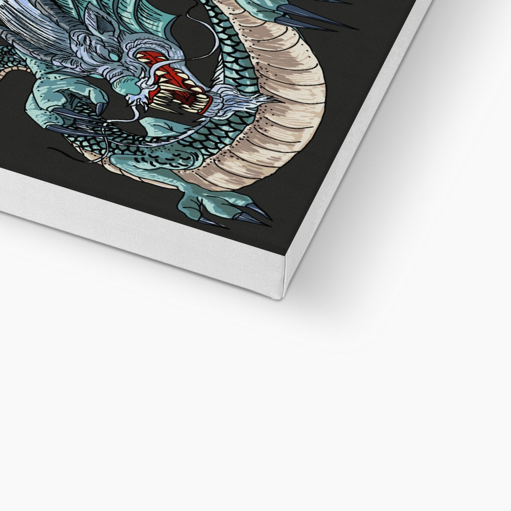 Black & Blue Dragon Wall Art Canvas