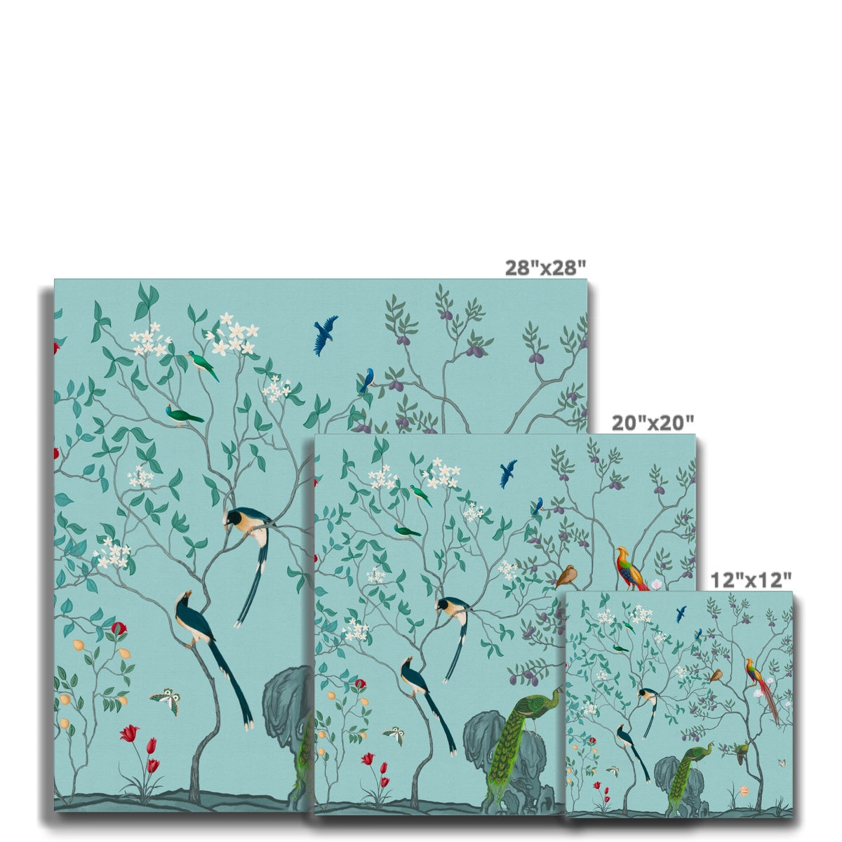 Parrots & Peacocks Chinoiserie Wall Art Canvas