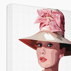 Pink Hat & Audrey Hepburn Portrait Canvas