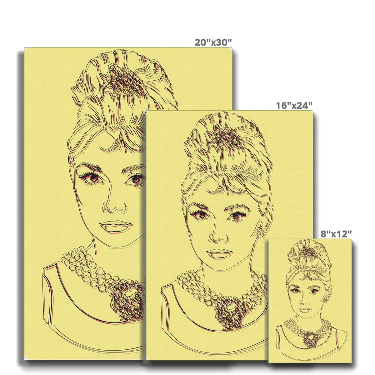Yellow Audrey Hepburn Portrait Canvas