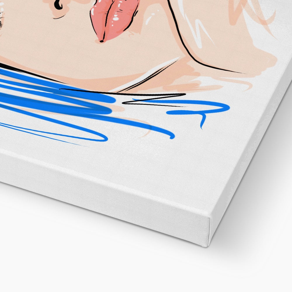 Billie Ellish Blue Illustration Canvas